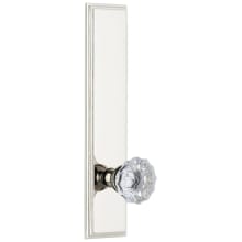 Carre Solid Brass Tall Plate Rose Right Handed Privacy Door Knob Set with Fontainebleau Knob and 2-3/8" Backset