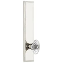 Carre Solid Brass Tall Plate Rose Right Handed Privacy Door Knob Set with Burgundy Crystal Knob and 2-3/8" Backset