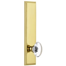 Carre Solid Brass Rose Right Handed Tall Plate Privacy Door Knob Set with Provence Crystal Knob and 2-3/8" Backset