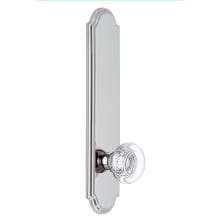Arc Solid Brass Tall Plate Rose Passage Door Knob Set with Bordeaux Crystal Knob and 2-3/8" Backset