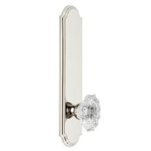 Arc Solid Brass Tall Plate Rose Right Handed Privacy Door Knob Set with Biarritz Crystal Knob and 2-3/8" Backset
