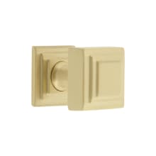 Carre 1-1/4" Solid Brass Stepped Square Cabinet Knob with Square Rosette