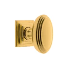 Anneau 1-3/4" Solid Brass Flat Oval Cabinet Knob with Carre Square Rosette