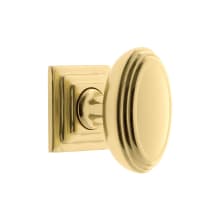 Anneau 1-3/4" Solid Brass Flat Oval Cabinet Knob with Carre Square Rosette
