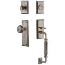 Fifth Avenue Solid Brass Rose Keyed Entry Single Cylinder "F" Grip Handleset with Fifth Avenue Knob and 2-3/8" Backset