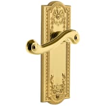 Parthenon Solid Brass Rose Right Handed Passage Door Lever Set with Newport Lever and 2-3/8" Backset
