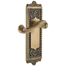Windsor Solid Brass Rose Right Handed Passage Door Lever Set with Newport Lever and 2-3/8" Backset