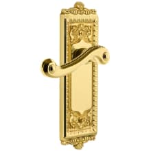 Windsor Solid Brass Rose Right Handed Passage Door Lever Set with Newport Lever and 2-3/8" Backset