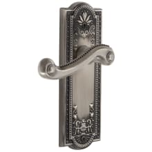 Parthenon Solid Brass Rose Right Handed Privacy Door Lever Set with Newport Lever and 2-3/8" Backset