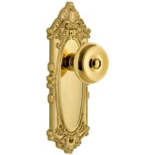 Grande Victorian Solid Brass Rose Passage Door Knob Set with Bouton Knob and 2-3/8" Backset
