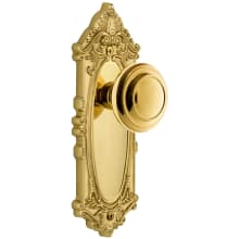 Grande Victorian Solid Brass Rose Passage Door Knob Set with Circulaire Knob and 2-3/8" Backset