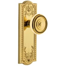 Parthenon Solid Brass Rose Passage Door Knob Set with Soliel Door Knob Set and 2-3/8" Backset