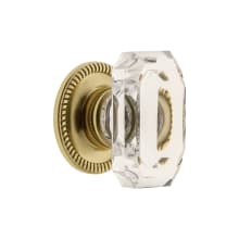 Baguette 1-3/4" Glam Emerald Cut Crystal Cabinet Knob with Newport Rosette
