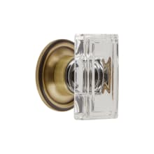 Carre 1-3/4” Crystal Rectangular Emerald Cut Cabinet Knob with Georgetown Rosette
