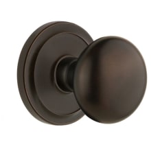 Circulaire Solid Brass Rose Passage Door Knob Set with Fifth Avenue Knob and 2-3/8" Backset