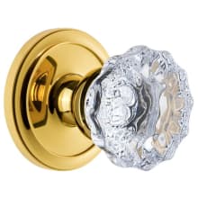 Circulaire Solid Brass Rose Passage Door Knob Set with Fontainebleau Crystal Knob and 2-3/8" Backset
