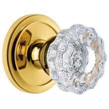 Circulaire Solid Brass Rose Passage Door Knob Set with Versailles Crystal Knob and 2-3/8" Backset