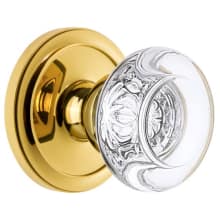 Circulaire Solid Brass Rose Passage Door Knob Set with Bordeaux Crystal Knob and 2-3/8" Backset