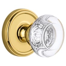 Georgetown Solid Brass Rose Passage Door Knob Set with Bordeaux Crystal Knob and 2-3/8" Backset