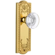 Parthenon Solid Brass Rose Passage Door Knob Set with Bordeaux Crystal Knob and 2-3/8" Backset