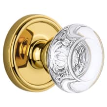 Georgetown Solid Brass Rose Dummy Door Knob Set with Bordeaux Crystal Knob
