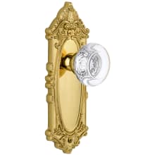 Grande Victorian Crystal Dummy Door Knob Set with Bordeaux Style Smooth Knob - Solid Brass Plate