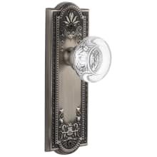 Parthenon Solid Brass Rose Privacy Door Knob Set with Bordeaux Crystal Knob and 2-3/8" Backset