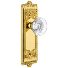 Windsor Solid Brass Rose Privacy Door Knob Set with Bordeaux Crystal Knob and 2-3/8" Backset