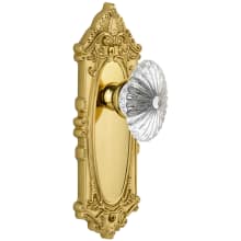 Grande Victorian Solid Brass Rose Passage Door Knob Set with Burgundy Crystal Knob and 2-3/8" Backset