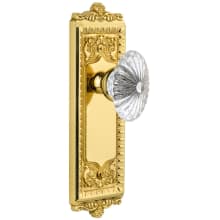 Windsor Solid Brass Rose Passage Door Knob Set with Burgundy Crystal Knob and 2-3/8" Backset