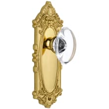 Grande Victorian Solid Brass Rose Passage Door Knob Set with Provence Crystal Knob and 2-3/8" Backset