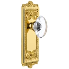 Windsor Solid Brass Rose Passage Door Knob Set with Provence Crystal Knob and 2-3/8" Backset