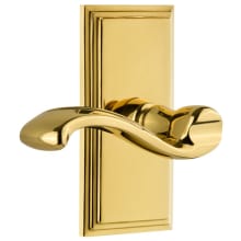 Carre Solid Brass Rose Left Handed Passage Door Lever Set with Portofino Lever and 2-3/8" Backset