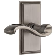 Carre Solid Brass Rose Right Handed Passage Door Lever Set with Portofino Lever and 2-3/8" Backset
