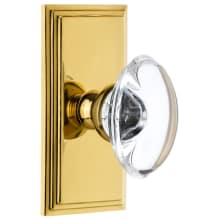 Carre Solid Brass Rose Passage Door Knob Set with Provence Crystal Knob and 2-3/8" Backset