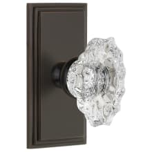 Carre Solid Brass Rose Passage Door Knob Set with Biarritz Crystal Knob and 2-3/8" Backset