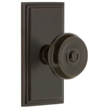 Carre Solid Brass Rose Passage Door Knob Set with Bouton Knob and 2-3/8" Backset