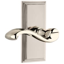 Carre Solid Brass Rose Right Handed Privacy Door Lever Set with Portofino Lever and 2-3/8" Backset