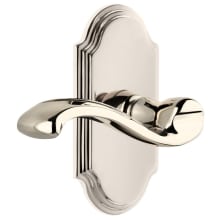 Arc Solid Brass Left Handed Passage Door Lever Set with Portofino Lever and 2-3/8" Backset