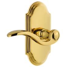 Arc Solid Brass Left Handed Passage Door Lever Set with Bellagio Lever and 2-3/8" Backset