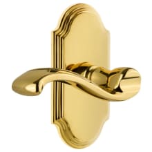 Arc Solid Brass Right Handed Passage Door Lever Set with Portofino Lever and 2-3/8" Backset