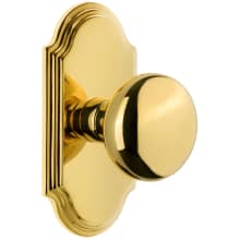 Arc Solid Brass Passage Door Knob Set with Fifth Avenue Knob and 2-3/8" Backset