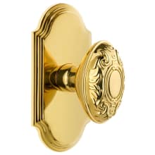 Arc Solid Brass Passage Door Knob Set with Grande Victorian Knob and 2-3/8" Backset
