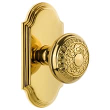 Arc Solid Brass Passage Door Knob Set with Windsor Knob and 2-3/8" Backset
