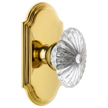 Arc Solid Brass Rose Passage Door Knob Set with Burgundy Crystal Knob and 2-3/8" Backset