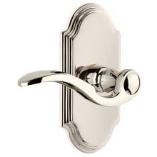 Arc Solid Brass Left Handed Privacy Door Lever Set with Bellagio Lever and 2-3/8" Backset