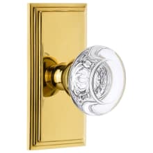 Carre Solid Brass Rose Passage Door Knob Set with Bordeaux Crystal Knob and 2-3/4" Backset
