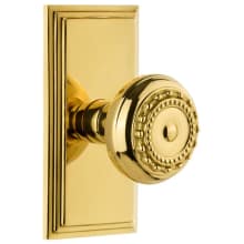 Carre Solid Brass Rose Passage Door Knob Set with Parthenon Knob and 2-3/4" Backset