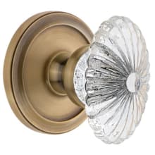 Circulaire Solid Brass Rose Passage Door Knob Set with Burgundy Crystal Knob and 2-3/4" Backset