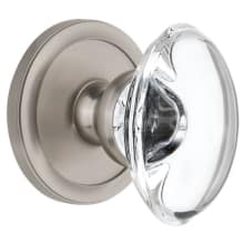 Circulaire Solid Brass Rose Passage Door Knob Set with Provence Crystal Knob and 2-3/4" Backset